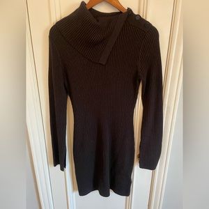 Equipment Femme sweater dress with button turtleneck